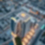 Aerial view of the A7 Building highlighting its modern architecture