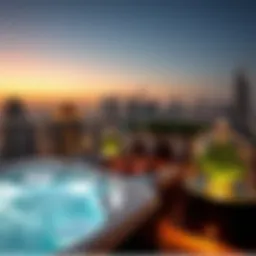 Luxurious private jacuzzi overlooking Dubai skyline