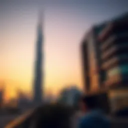 Stunning view of the Dubai Star Tower at sunset
