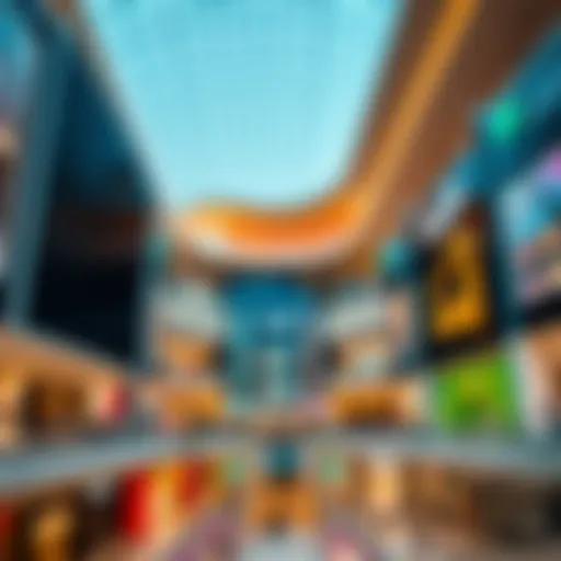 Architectural Marvel of Mazyad Mall A panoramic view of Mazyad Mall showcasing its modern architecture and vibrant atmosphere.