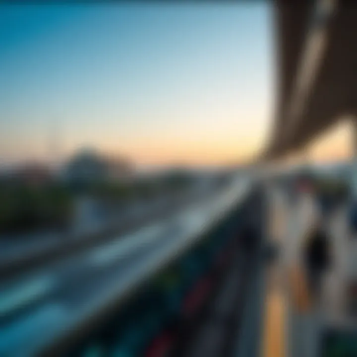 A panoramic view of a Dubai metro station bustling with commuters