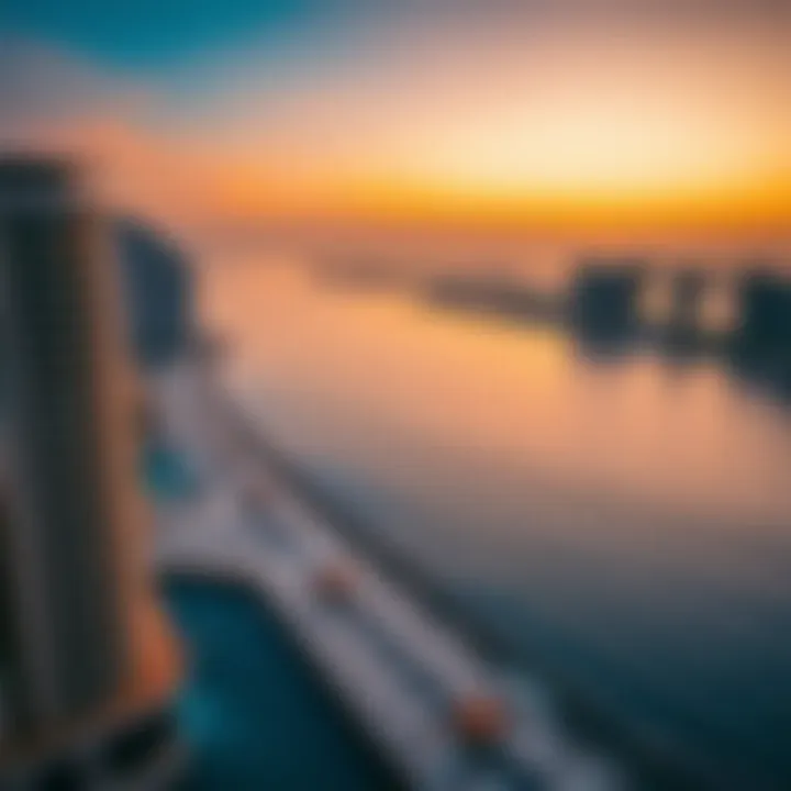 Breathtaking view of Palm Jumeirah at sunset