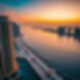 Stunning Sunset over Palm Jumeirah Breathtaking view of Palm Jumeirah at sunset