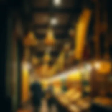 An historical traditional gold souk with eye-catching gold jewelry and intricate designs on display