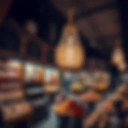 A panoramic view of the vibrant spice souk in Dubai, showcasing colorful spice displays and traditional architecture