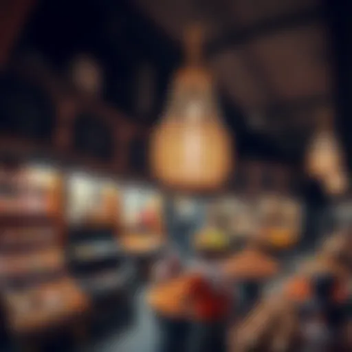 A panoramic view of the vibrant spice souk in Dubai, showcasing colorful spice displays and traditional architecture