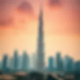The iconic Burj Khalifa towering over the skyline of Dubai.