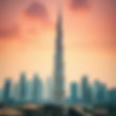 The iconic Burj Khalifa towering over the skyline of Dubai.