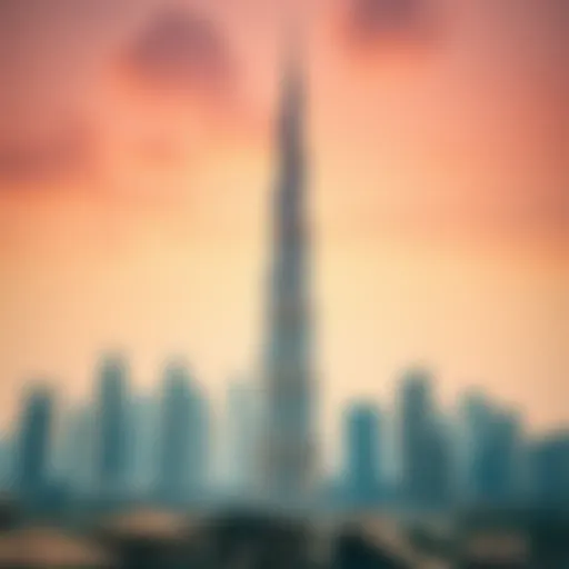 The iconic Burj Khalifa towering over the skyline of Dubai.