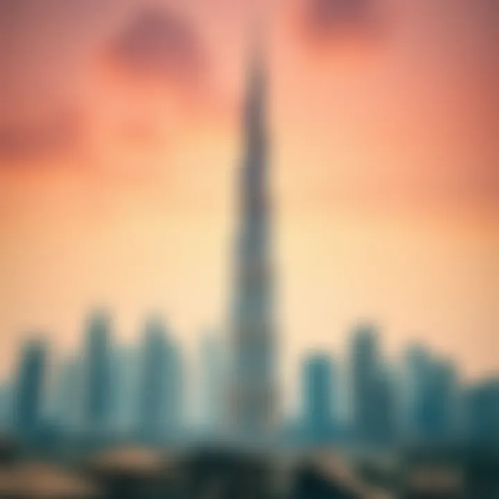 The iconic Burj Khalifa towering over the skyline of Dubai.
