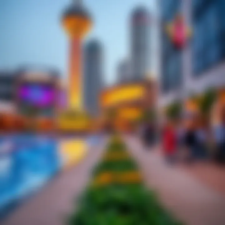 Vibrant leisure spaces and parks in Festival City Dubai bustling with activity