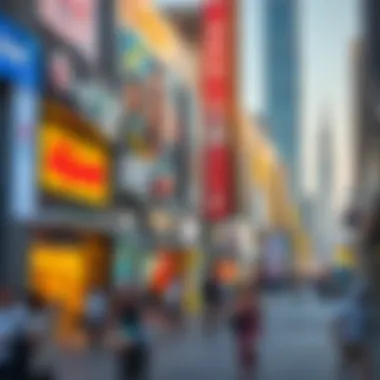 Vibrant commercial district in Dubai with bustling activity