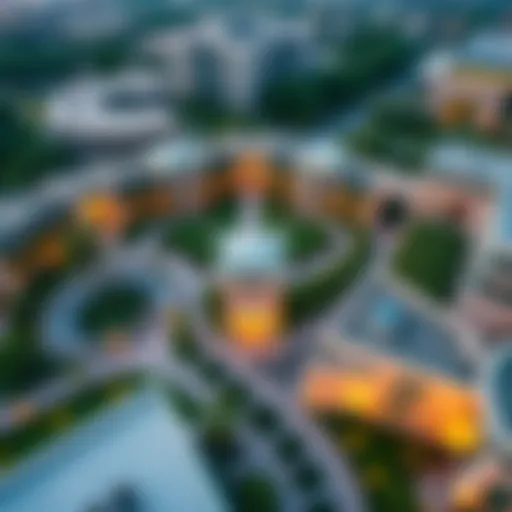 Aerial view of Hayat Park showcasing its lush greenery and modern architecture