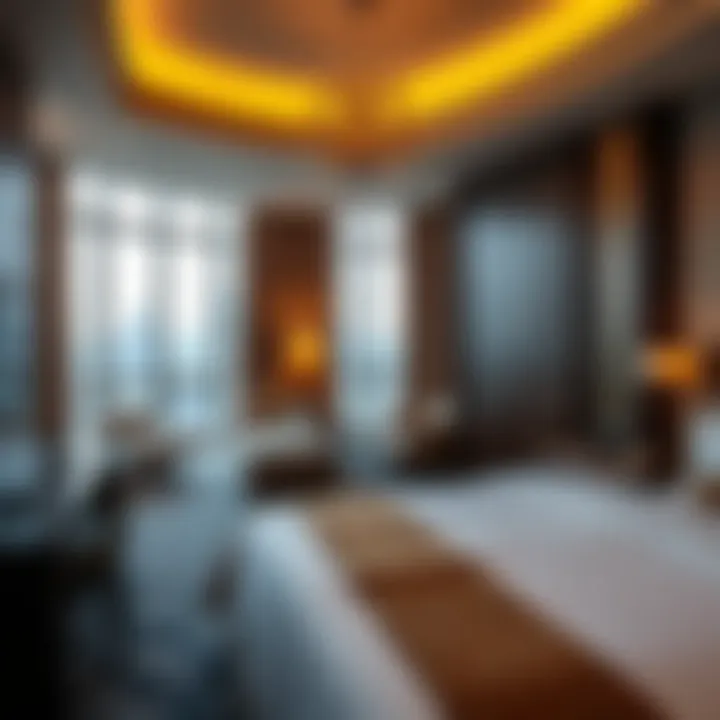 Luxurious guest room at Hilton Hotel Creek Dubai with stunning views