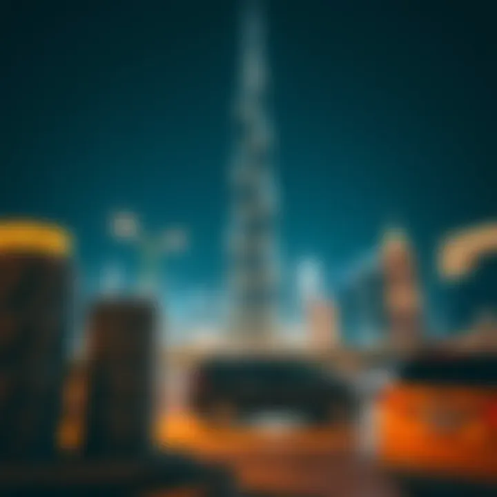 Burj Khalifa at Night Night view of Burj Khalifa illuminated, emphasizing its significance in Dubai's skyline