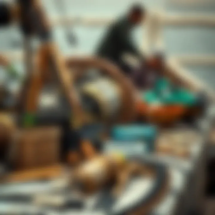 Sustainable Fishing Practices at Jumeirah A collection of fishing gear and sustainable practices, highlighting responsible fishing methods.