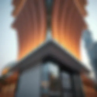 Close-up of architectural features highlighting the innovative design of Manara Dubai