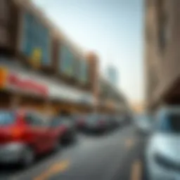 A bustling parking area in Dubai showcasing monthly parking options