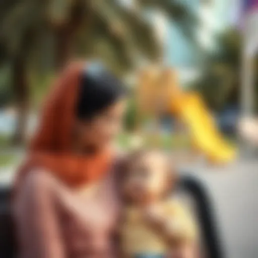 A mother and child enjoying time in a park in Dubai