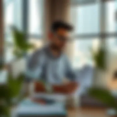 Freelancer working at a modern desk with financial documents