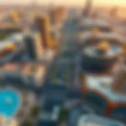Aerial view of a bustling boulevard in Dubai showcasing modern architecture