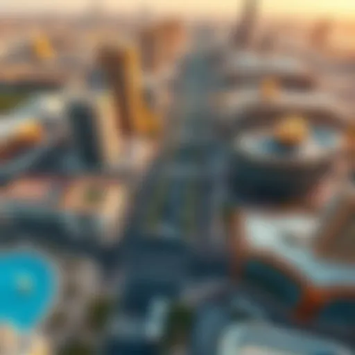 Aerial view of a bustling boulevard in Dubai showcasing modern architecture