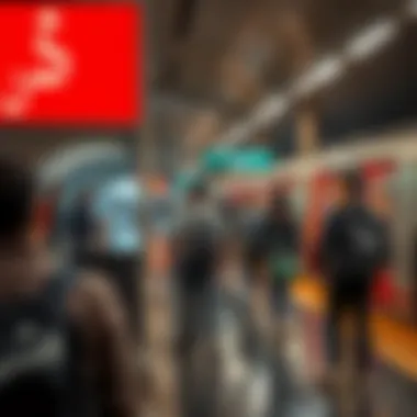 Commuters waiting at a metro station