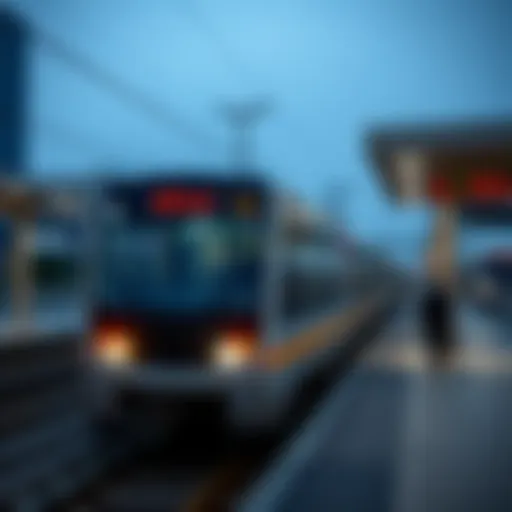 Metro train arriving at station