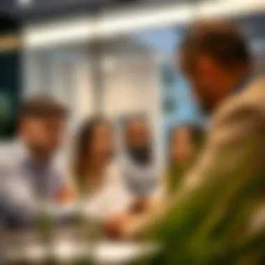 Exploring Banking Options A diverse group of individuals discussing banking options