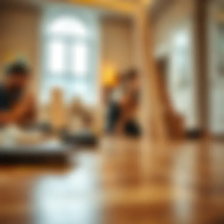 Installation of parquet flooring highlighting tools and techniques