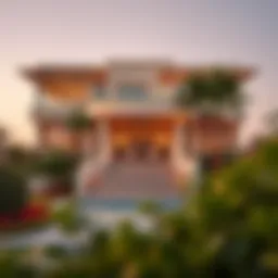 Stunning villa exterior with lush landscaping