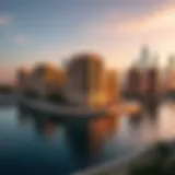 Stunning view of Riverside Crescent's architecture against the Dubai skyline