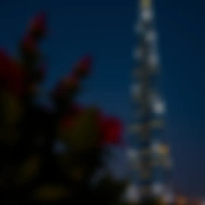 Sheikh Rashid Tower illuminated at night, highlighting its grandeur