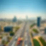 Breathtaking Aerial View of Sheikh Zayed Road Aerial view of Sheikh Zayed Road showcasing its bustling traffic and skyline