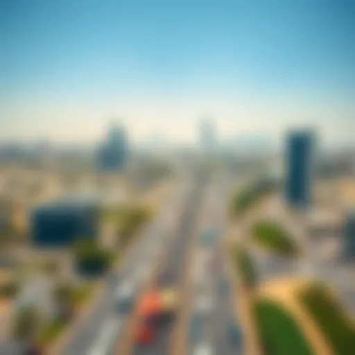 Breathtaking Aerial View of Sheikh Zayed Road Aerial view of Sheikh Zayed Road showcasing its bustling traffic and skyline