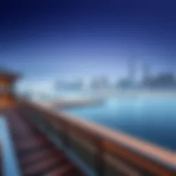Stunning view of The Boardwalk with Dubai skyline in the background