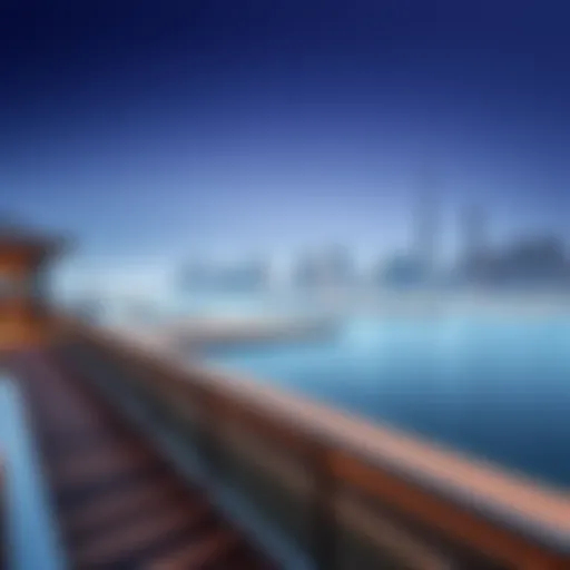 Stunning view of The Boardwalk with Dubai skyline in the background