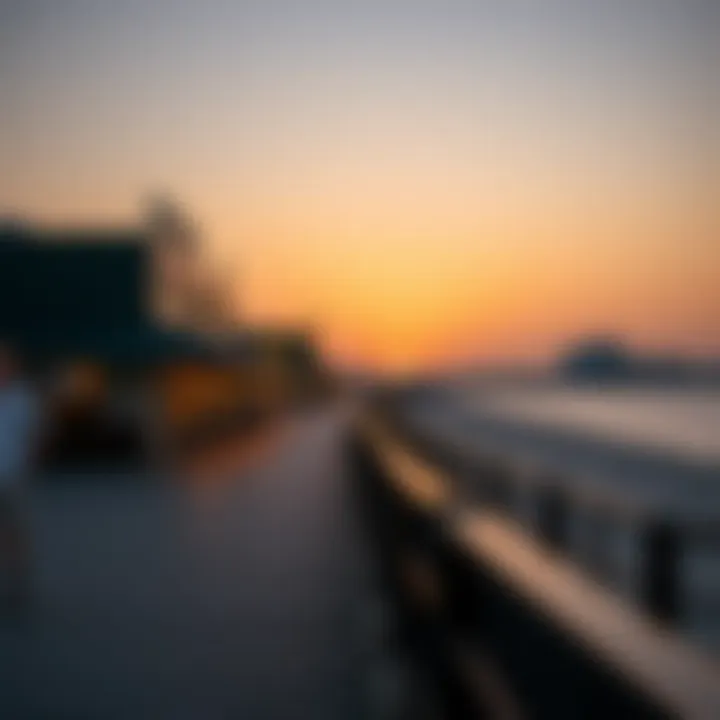 Serene Sunset Ambiance at The Boardwalk Peaceful ambiance of The Boardwalk at sunset