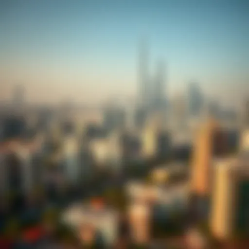 An aerial view showcasing the skyline of Dubai with residential buildings