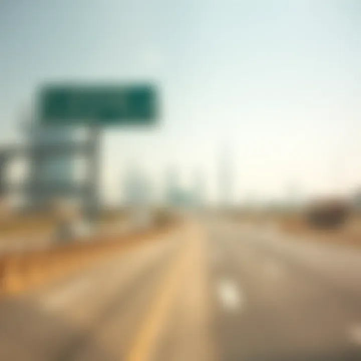 Highway connecting Dubai to Abu Dhabi, illustrating the travel route