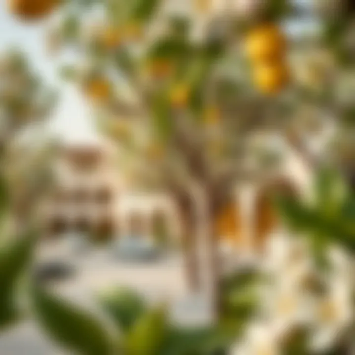 Luxury real estate properties surrounded by lemon blossom trees