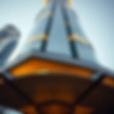 Close-up of the National Tower's unique architectural features