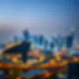A panoramic view of Dubai skyline during a public holiday celebration