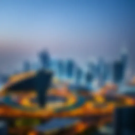 A panoramic view of Dubai skyline during a public holiday celebration