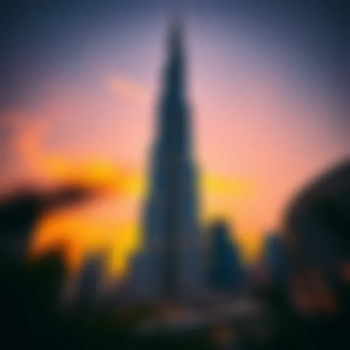 Burj Khalifa: A Design Marvel Stunning view of the Burj Khalifa at sunset showcasing its height and design