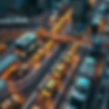 Aerial View of Dubai's Transport Network Aerial view of Dubai showcasing taxi services in urban settings