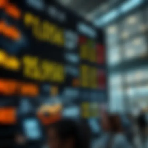 Currency exchange rates display on a digital board