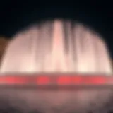 Dubai Fountain illuminated at night