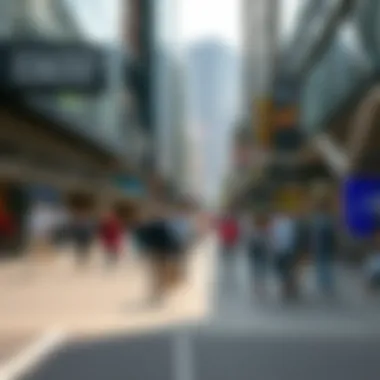 Vibrant city avenue bustling with activity and innovative design