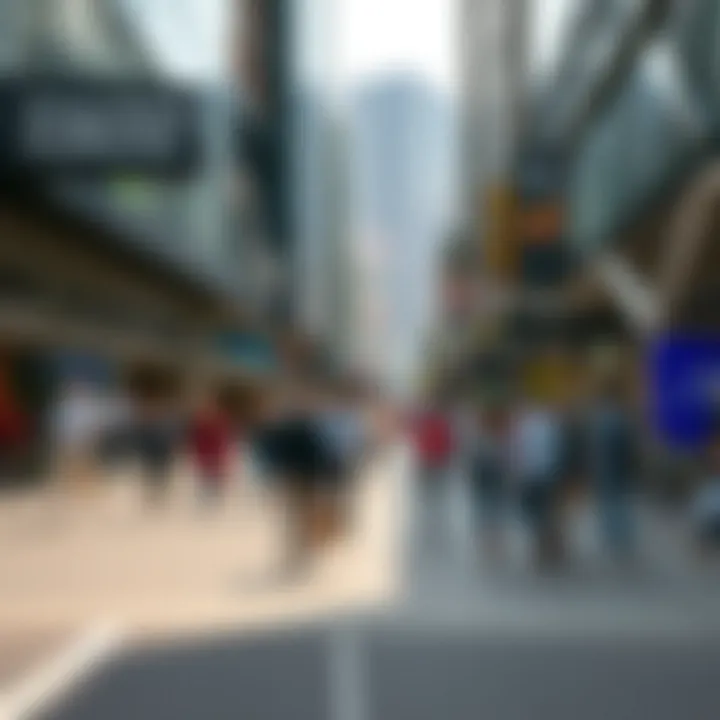 Vibrant city avenue bustling with activity and innovative design